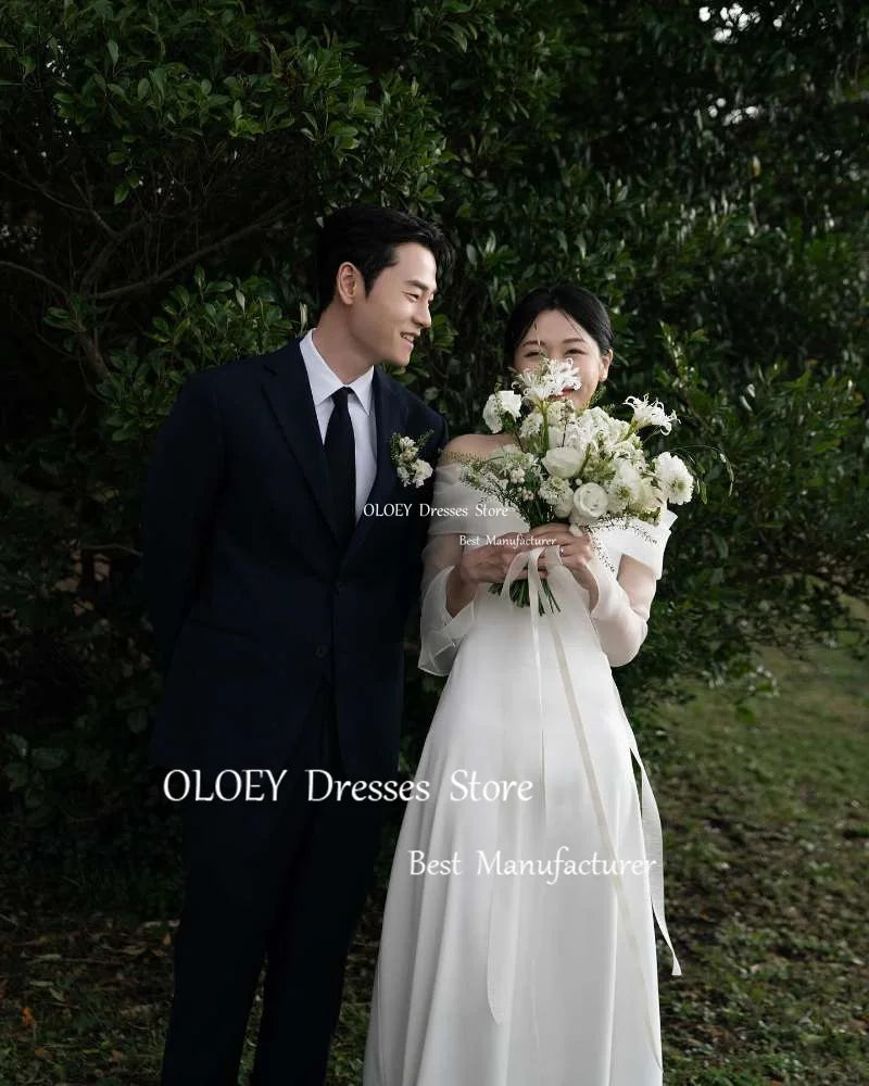 韓版簡約長袖露肩輕婚紗