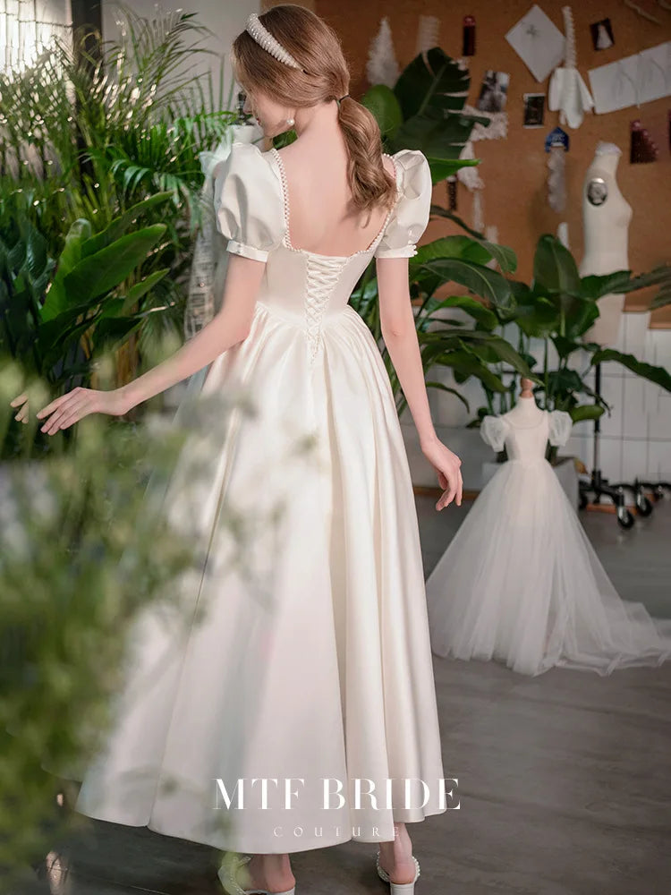 新娘禮服/130 公分象牙色/長版女孩公主舞會/宴會婚禮