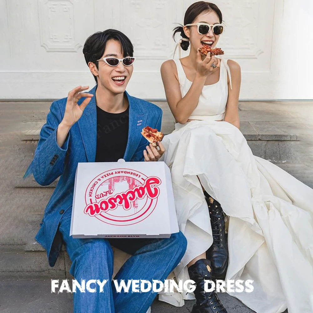 2件式韓國婚紗攝影/A字無袖緞面新娘禮服/落地長/訂製