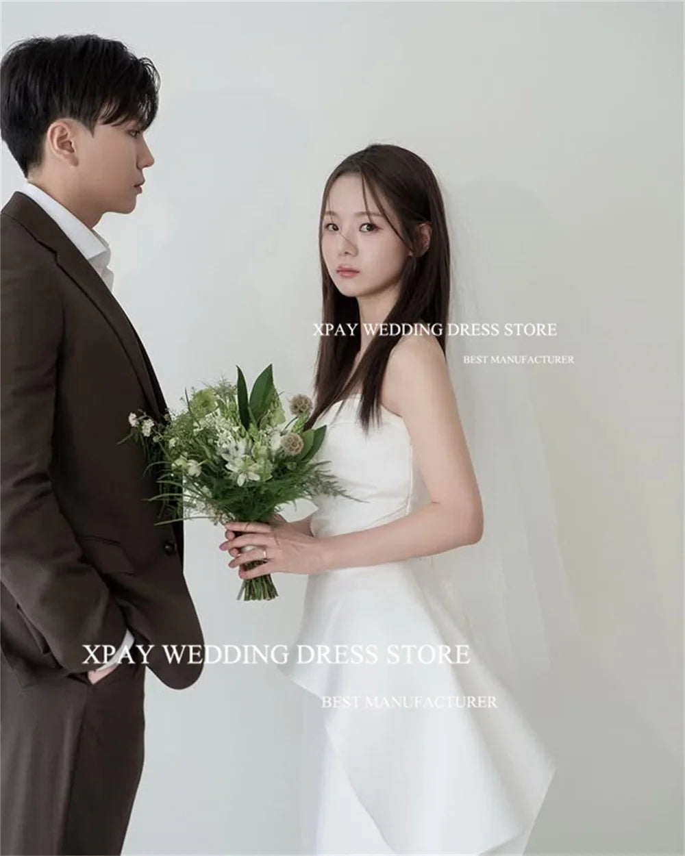 簡約美人魚韓國拍攝婚紗/及地長禮服訂製/新娘禮服/派對新娘束身衣/拉鍊後背