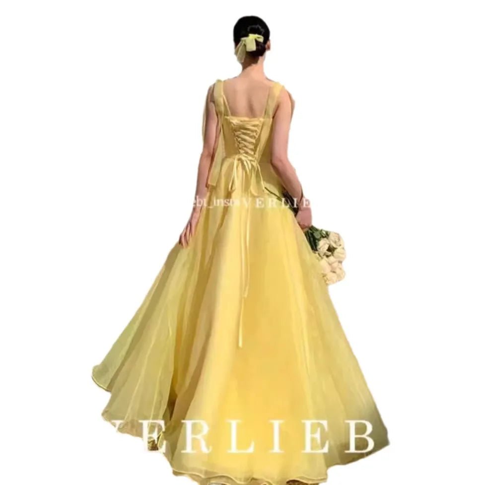 糖果色雪紗長款伴娘禮服|方領A字高腰設計|WeddLin 婚紗禮服 - WeddLin 輕婚紗