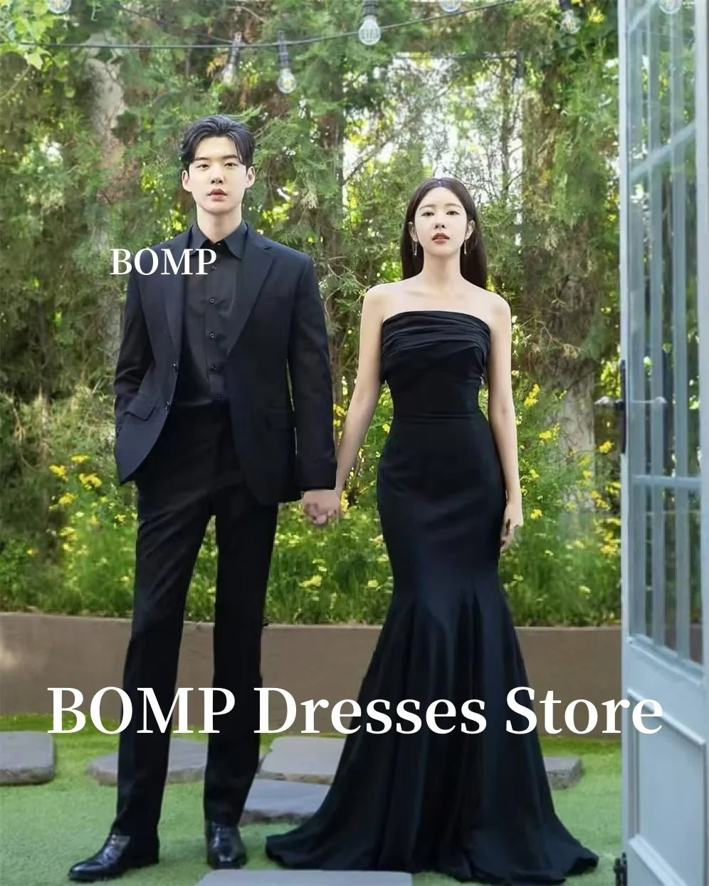 黑色婚紗 韓系拍攝 無袖 美人魚/喇叭裙 新娘禮服 緊身馬甲 客製化 - WeddLin 輕婚紗