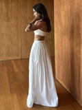 100% 純棉吊帶內搭半長裙套裝/ 夏季沙灘風/ 長裙套裝 - WeddLin 輕婚紗