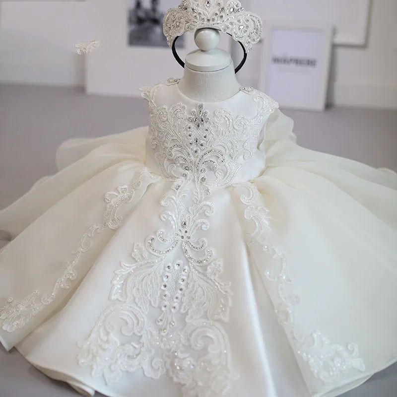 公主幼兒女孩婚禮派對禮服/夏季女孩嬰兒洋裝/ 1 歲生日短裙/兒童服裝