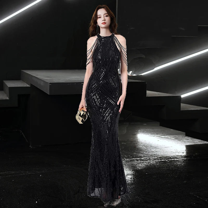 削肩魚尾亮片晚禮服｜WeddLin 輕禮服