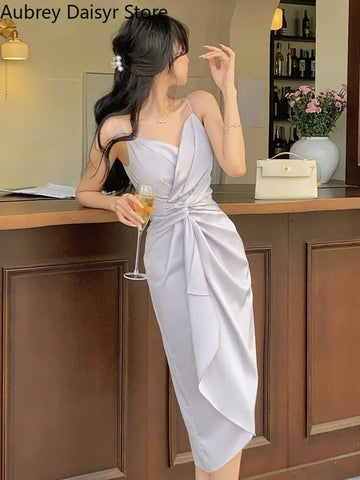 性感夏季無袖中長連身裙/優雅不規則正式場合連身裙/休閒沙灘晚會舞會禮服/新款