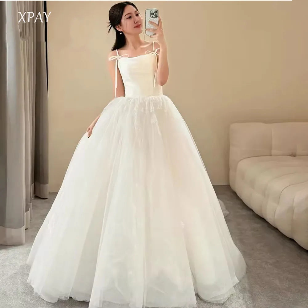 韓系細肩帶方領雪紡輕婚紗｜客製婚紗與海外自助婚紗拍攝推薦 WeddLin