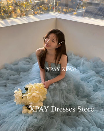 灰藍色紗質層次禮服/ 韓系宴會 攝影/ 婚禮派對/ 客製款