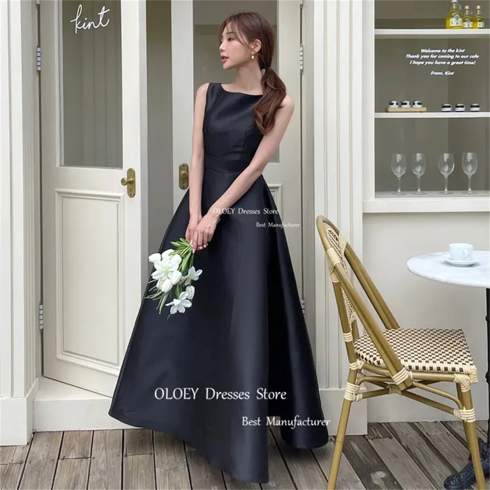 優雅絲滑特夫塔韓國婚紗/ A 字形無袖新娘禮服/拉鍊後扣訂製婚禮派對禮服