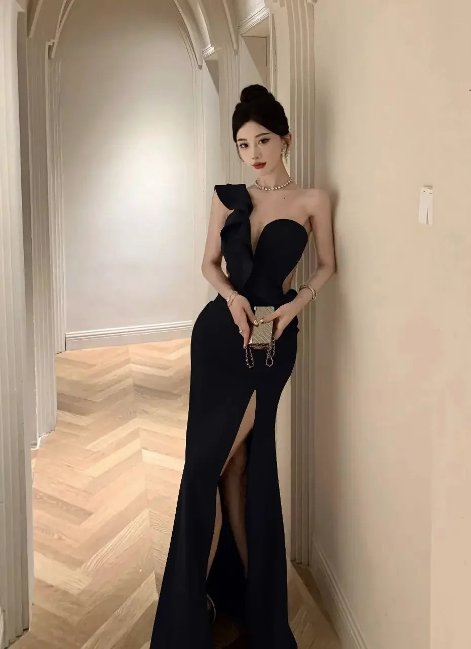 美式性感晚禮服/宴會高腰魚尾雞尾酒長裙/優雅氣質