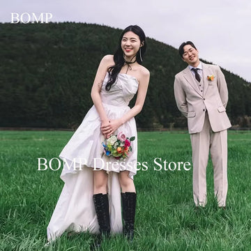韓國婚紗/拖地袖A字無袖新娘禮服/定制
