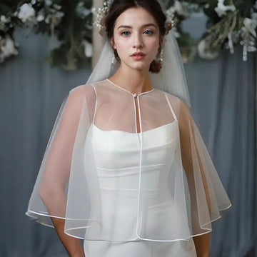 簡約新娘小外套 輕薄透紗短披肩 婚紗罩衫配件