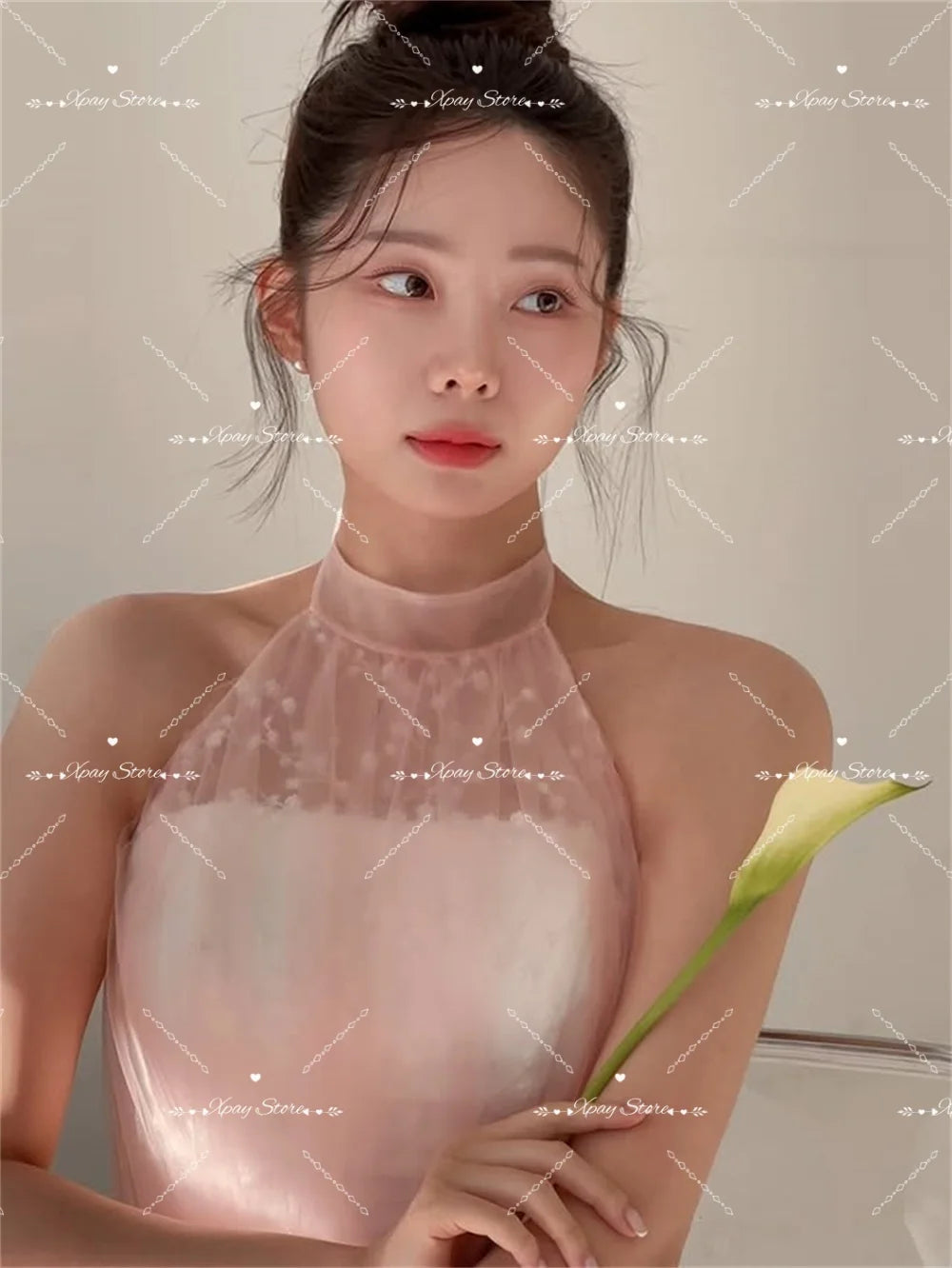 經典蕾絲削肩薄紗輕婚紗｜依照身形訂製