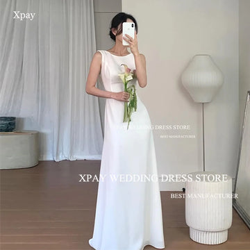 優雅圓領韓國婚禮派對洋裝 /圍脖露背緞面訂製新娘洋裝/ 露背新娘洋裝/照片拍攝