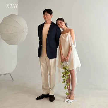 細肩帶及膝短版輕婚紗｜weddlin 客製婚紗・戶外婚禮與自助婚紗推薦
