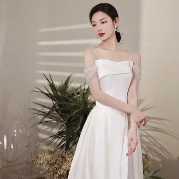奢華優雅夏季優雅/正式遮臂派對舞會禮服/薄紗露肩長款晚會舞會禮服