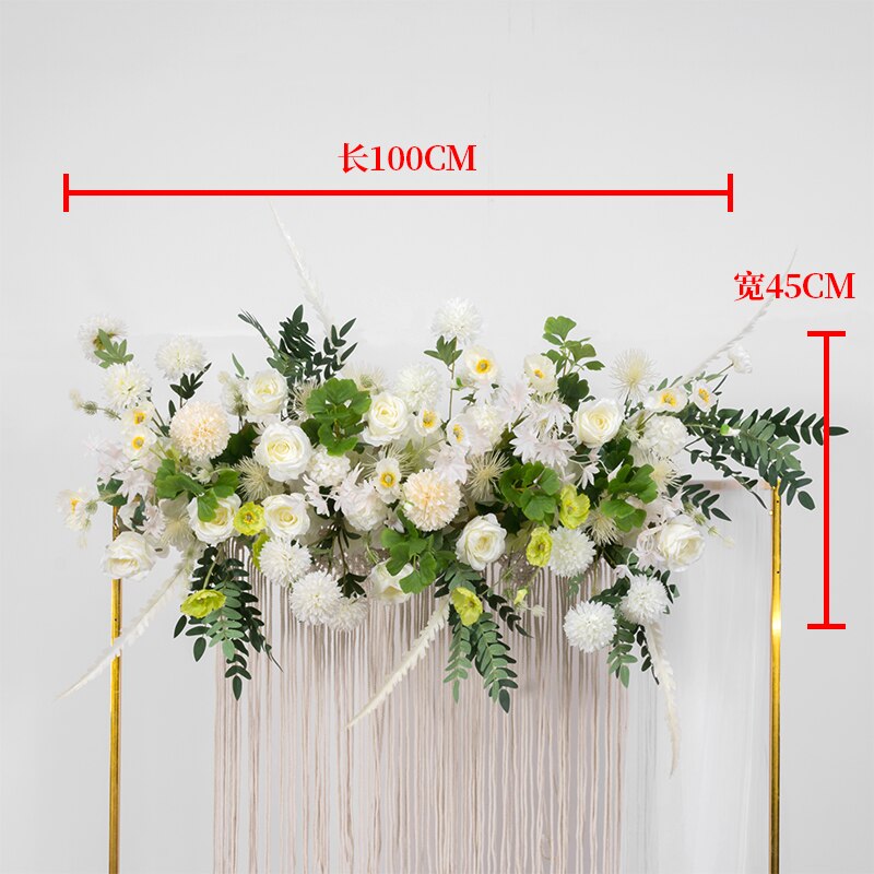 50/100CM DIY 婚禮/花牆佈置用品/絲綢牡丹玫瑰人造花排裝飾/鐵藝拱門背景