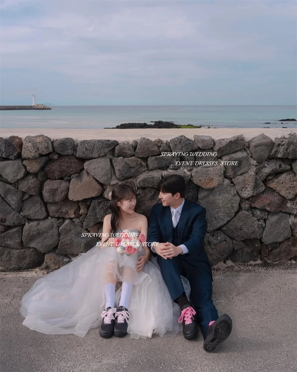韓系薄紗馬甲禮服 婚禮/攝影/舞會 長款 無肩帶 可訂製