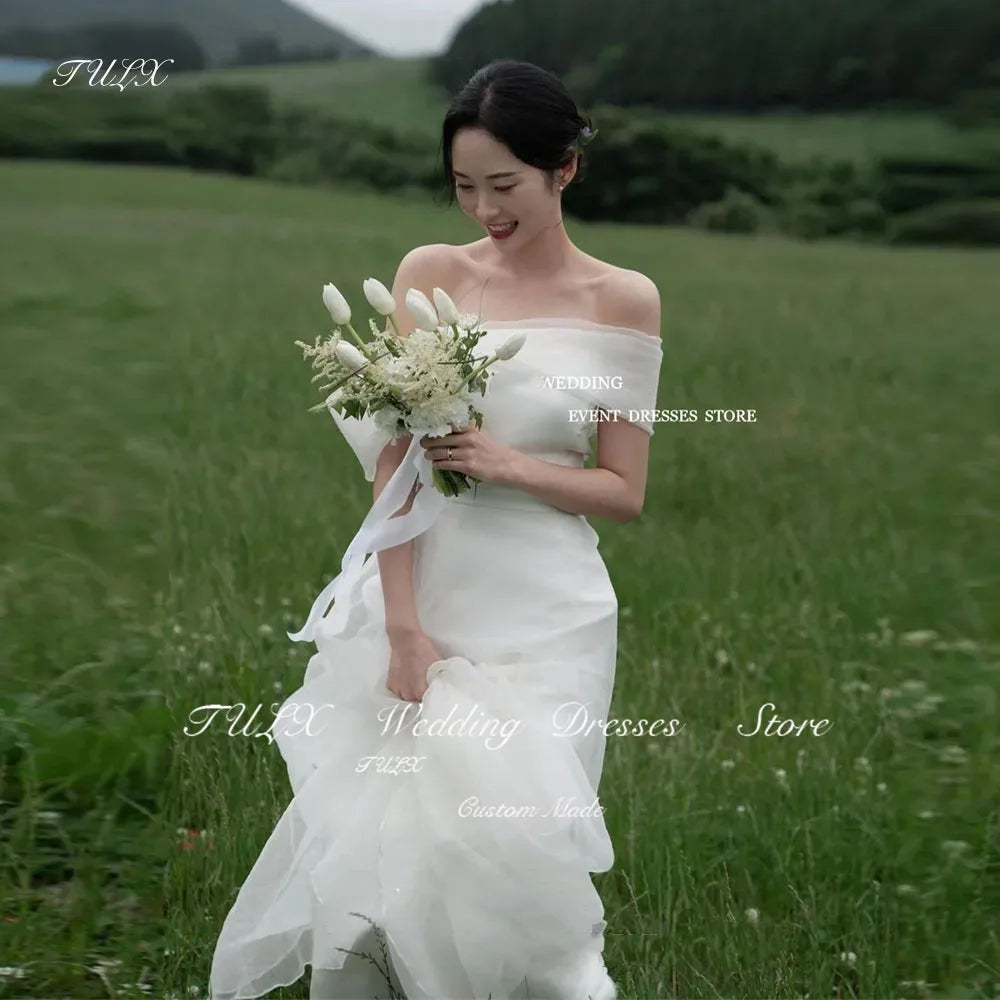 優雅歐根紗美人魚韓國花園婚紗/婚紗拍攝/露背新娘禮服/緊身胸衣/訂製