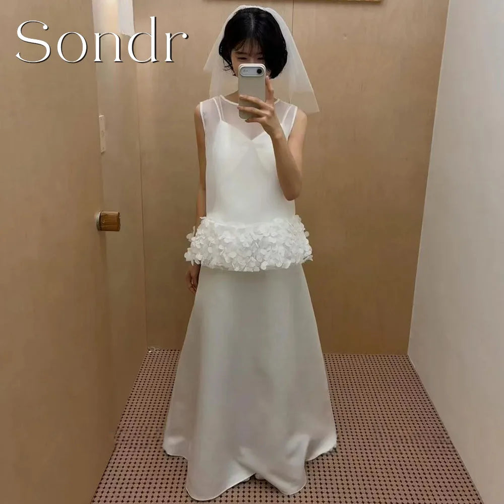 兩件式荷葉邊緞面輕婚紗｜韓版客製婚紗｜小型婚禮與海外婚禮推薦 WeddLin