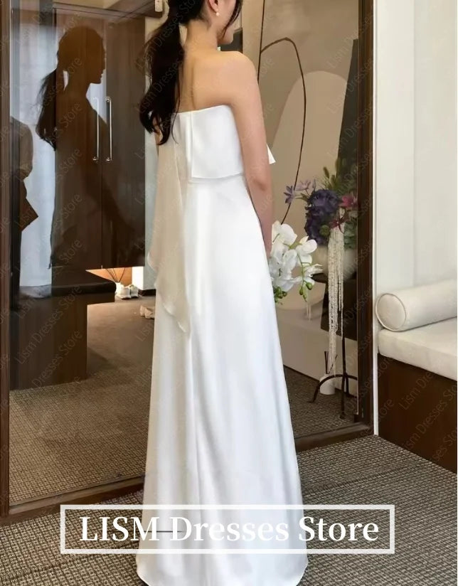韓系極簡平口緞面輕婚紗｜客製婚紗、自助婚紗外拍與小型婚禮推薦