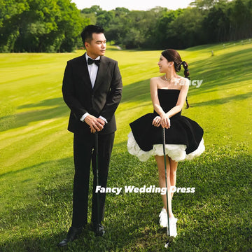 韓系平口立體玫瑰短婚紗｜客製婚紗與自助婚紗拍照婚紗推薦 WeddLin