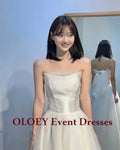 韓系禮服風格婚紗｜平口軟紗附小外套 客製A字拖尾婚紗拍照禮服 - WeddLin 輕婚紗