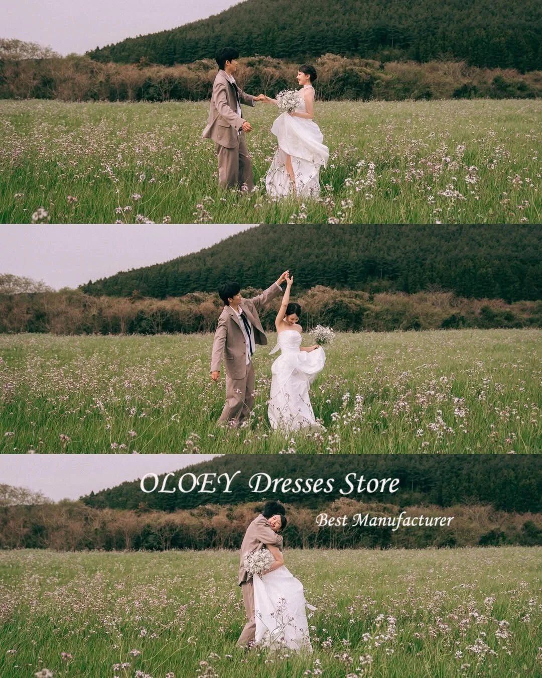 韓系簡約A字禮服/ 無肩帶 拍攝 婚禮/ 花園婚禮/ 白色長款婚紗 - WeddLin 輕婚紗