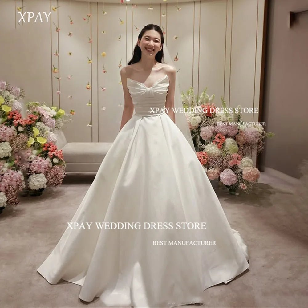 公主蝴蝶結 無肩帶 A字 婚紗/ 韓式攝影/ 婚禮禮服/ 可訂製款 - WeddLin 輕婚紗