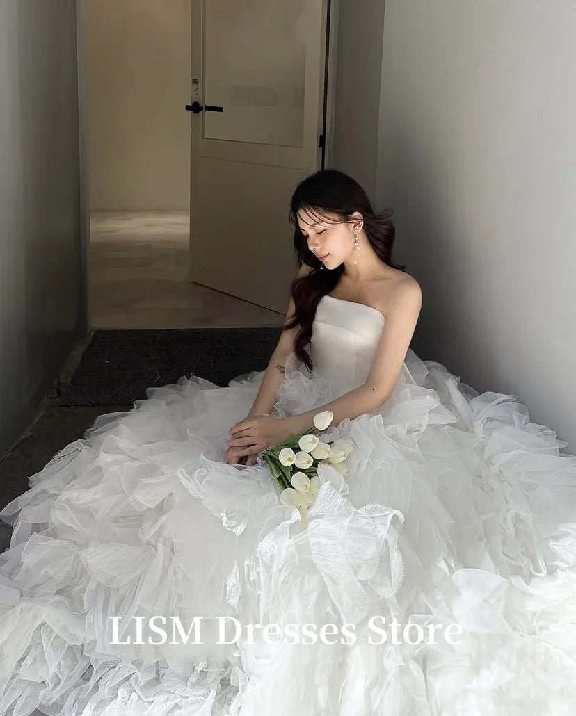 韓系緞面紗裙 客製公主A字婚紗 拖尾禮服訂製 - WeddLin 輕婚紗