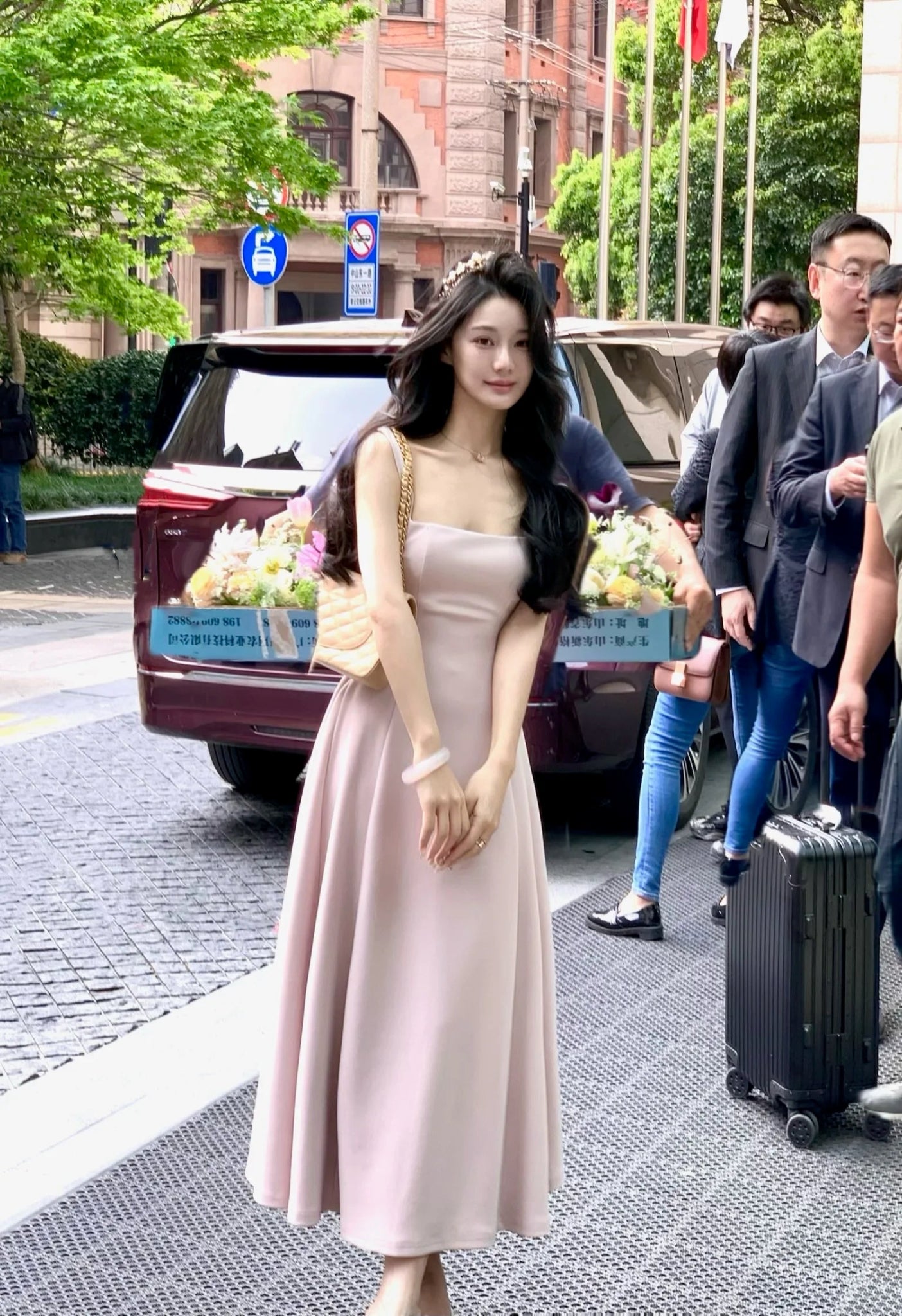 婚禮禮服/夏季純色中長洋裝/法式優雅節慶派對禮服/A字形舞會長裙/女裝新款 (現貨) - WeddLin 輕婚紗