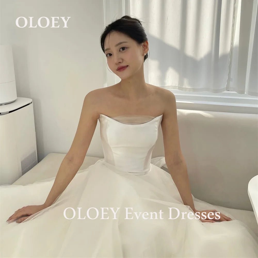 韓系禮服風格婚紗｜平口軟紗附小外套 客製A字拖尾婚紗拍照禮服 - WeddLin 輕婚紗