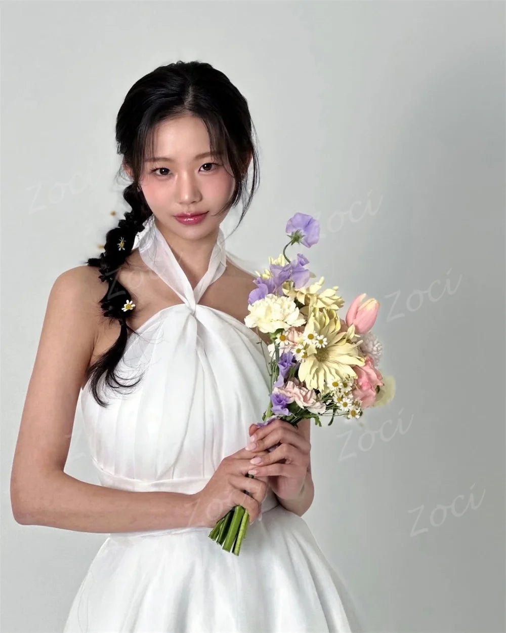 韓版優雅綁脖A字婚紗 /可訂製款/ 拍攝婚禮派對長禮服 - WeddLin 輕婚紗