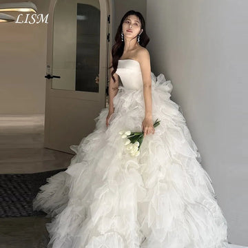 韓系緞面紗裙 客製公主A字婚紗 拖尾禮服訂製 - WeddLin 輕婚紗
