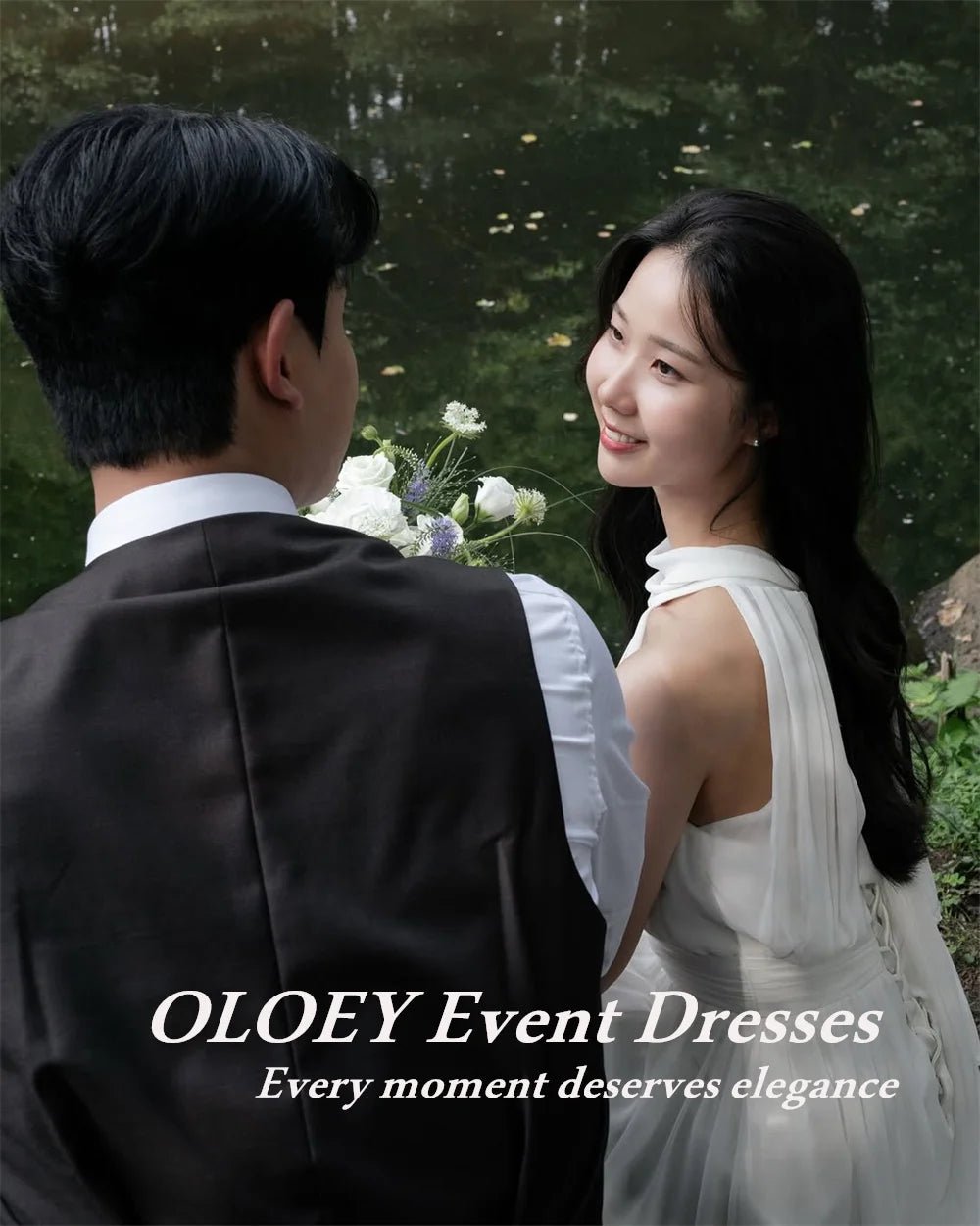 高領無袖婚紗/ A字版型 雪紡百褶 拖地禮服（可客製化） - WeddLin 輕婚紗