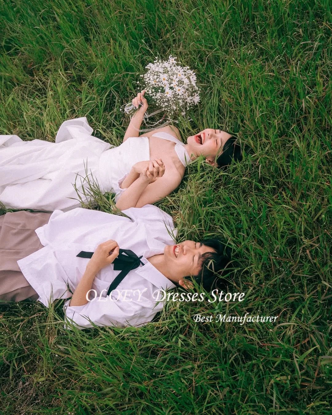 韓系簡約A字禮服/ 無肩帶 拍攝 婚禮/ 花園婚禮/ 白色長款婚紗 - WeddLin 輕婚紗