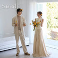 韓系簡約平口輕婚紗｜客製化 A 字外拍婚紗｜訂購制 - WeddLin 輕婚紗