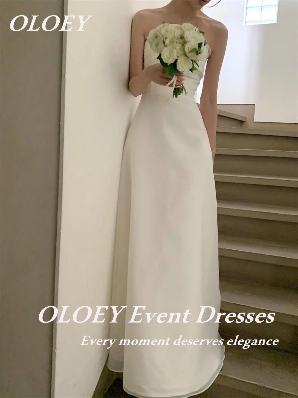 極簡平口 A-Line 輕婚紗｜經典緞面顯瘦禮服｜客製化訂製 - WeddLin 輕婚紗
