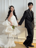 韓式平口多層次訂製輕婚紗｜經典顯瘦 A-Line 氣質婚紗 - WeddLin 輕婚紗