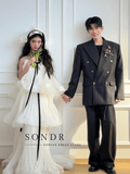 韓式平口多層次訂製輕婚紗｜經典顯瘦 A-Line 氣質婚紗 - WeddLin 輕婚紗