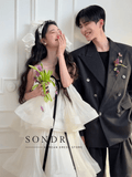 韓式平口多層次訂製輕婚紗｜經典顯瘦 A-Line 氣質婚紗 - WeddLin 輕婚紗