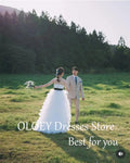 無肩帶高開衩多層褶襉掃尾韓式婚紗/ 客製款 - WeddLin 輕婚紗