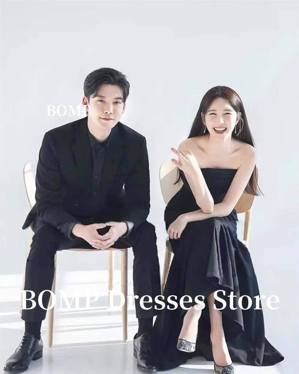 黑色婚紗 韓系拍攝 無袖 美人魚／喇叭裙 新娘禮服 緊身馬甲 客製化 - WeddLin 輕婚紗