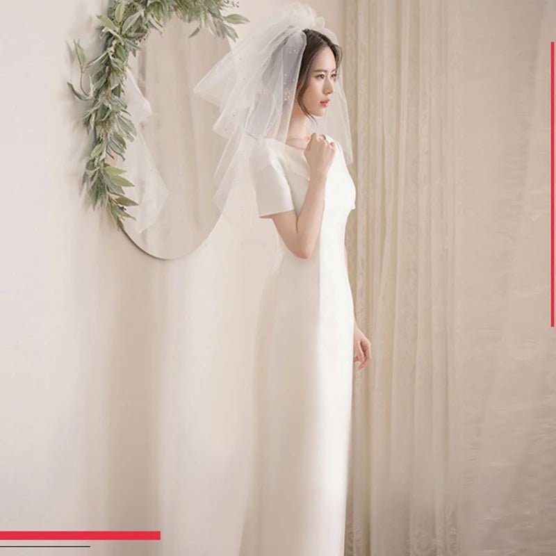 新娘白色緞面婚紗/優雅性感露背長舞會晚會賓客派對禮服/夏季正式禮服 - WeddLin 輕婚紗