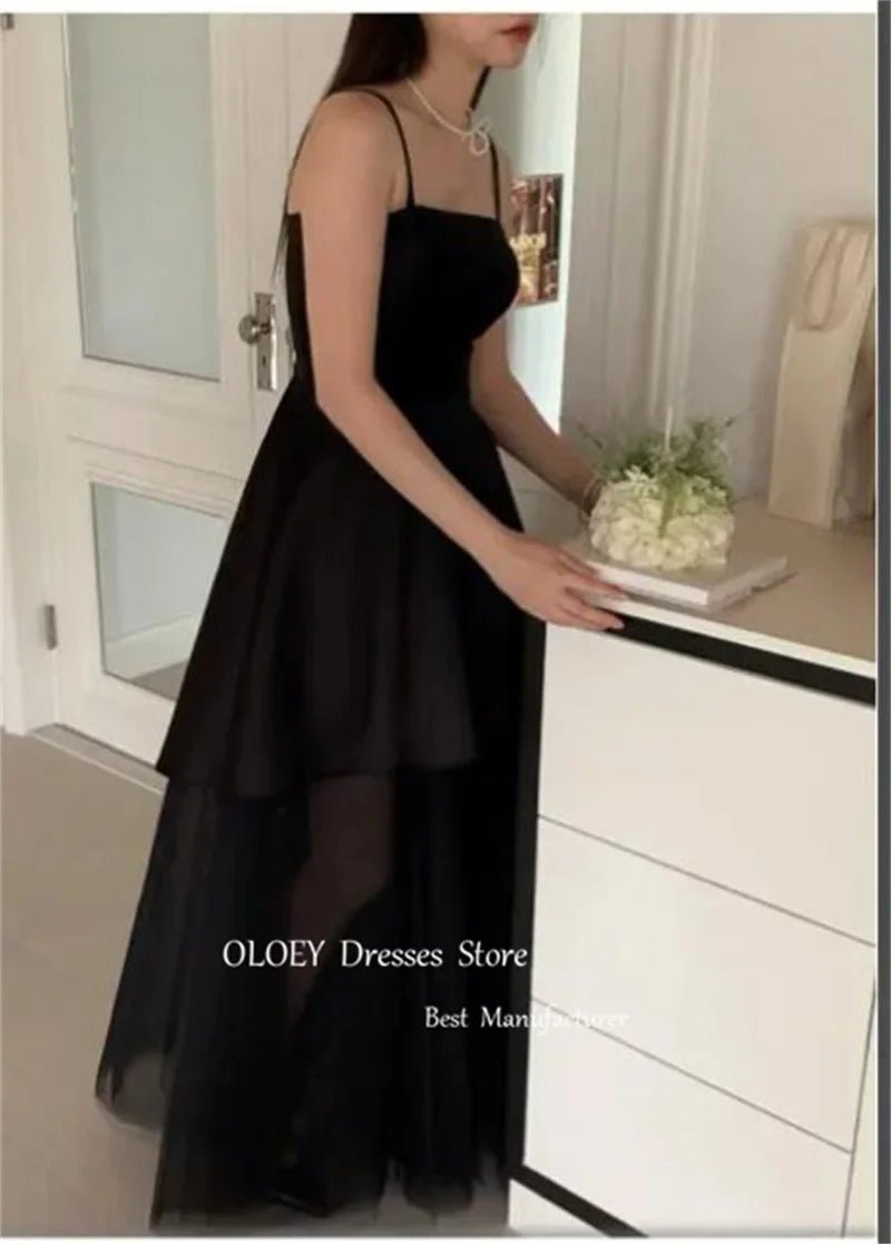 訂製黑色兩件式短禮服／無肩帶紗裙晚宴服／拍照禮服套裝 - WeddLin 輕婚紗