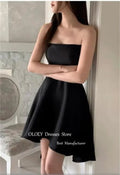 訂製黑色兩件式短禮服／無肩帶紗裙晚宴服／拍照禮服套裝 - WeddLin 輕婚紗