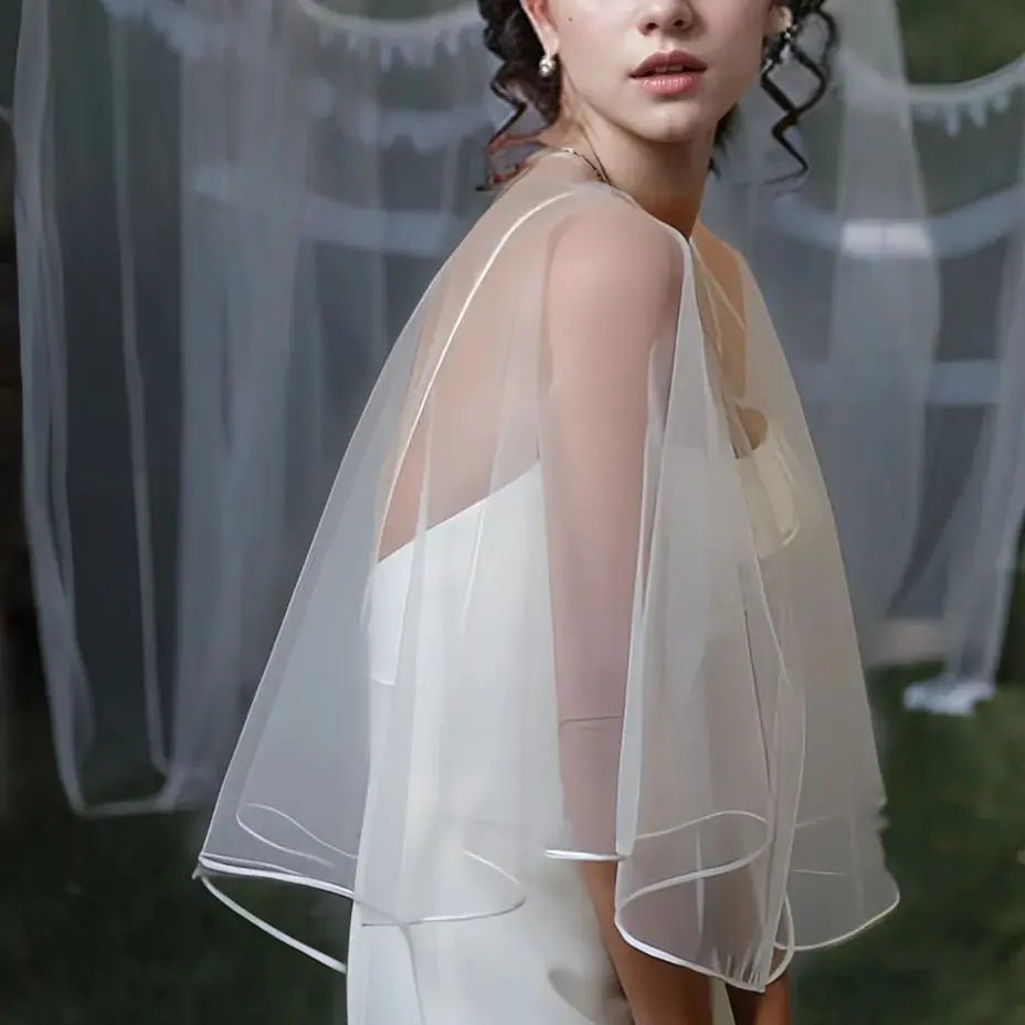 簡約新娘小外套 輕薄透紗短披肩 婚紗罩衫配件 - WeddLin 輕婚紗