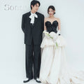 韓系平口緞面輕婚紗｜客製婚紗、自助婚紗外拍與小型婚禮推薦 - WeddLin 輕婚紗
