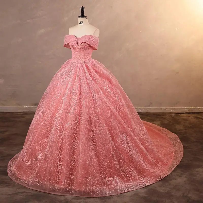 奢華亮片婚紗/經典船領新娘禮服/露肩新娘禮服/新娘禮服訂製 - WeddLin 輕婚紗