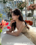 優雅象牙白多層紗禮服/韓系婚紗拍攝／訂製款婚禮長禮服 - WeddLin 輕婚紗